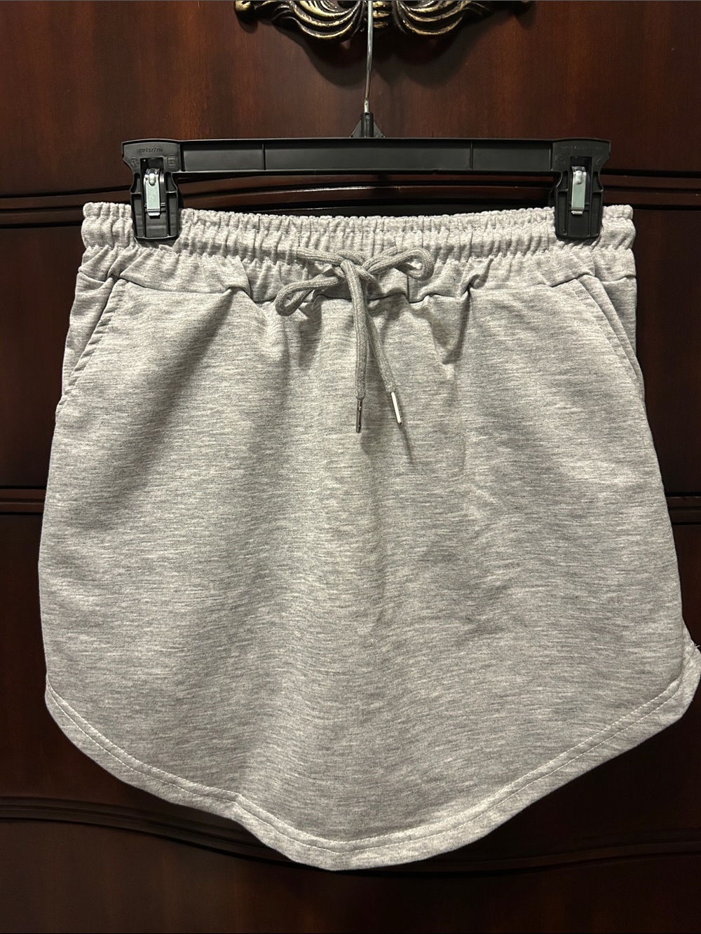 Everyday Gray Drawstring Skort with Pockets